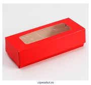 Коробка для пряников с прозрачной крышкой Красная. Размер: 17 х7 х4 см