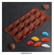 Форма для шоколада и конфет Ракушки микс 15 ячеек. Размер: 22×10,5 см