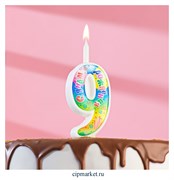 Свеча для торта "День рождения" Цифра 9. Высота 12 см