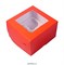 Коробка на 4 капкейков с окном Алая. Размер: 16х16х10 см - фото 10504