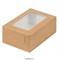Коробка для пирожных и сладостей с  окном Крафт. Размер: 19 х 13 х 7,5 см. - фото 11241